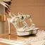Charmant Sexy Champagne Faux Diamant Soirée Sandales Femme 2021 Cuir T-Strap 12 cm Talons Aiguilles Peep Toes / Bout Ouvert Sandales Talons Hauts