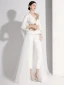 Mode Ivory / Creme Pailletten Abend Overall 2021 V-Ausschnitt 3/4 Ärmel Rückenfreies Lange Abendkleider