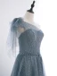 Bling Bling Mode Bleu Ciel Glitter Robe De Bal 2021 Princesse Une épaule Perle Paillettes Ceinture Manches Courtes Dos Nu Longue Promo Robe De Ceremonie