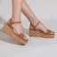 Roman Brown Street Wear Summer Womens Sandals 2021 Ankle Strap Waterproof 6 cm Wedges Open / Peep Toe Sandals High Heels