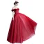 Vintage / Retro Burgundy Prom Dresses 2021 A-Line / Princess Ruffle Off-The-Shoulder Beading Crystal Rhinestone Short Sleeve Backless Floor-Length / Long Prom Formal Dresses