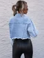 Mode Gatukläder Ocean Blå Denim Rockar & Jackor 2021 Covered Button Omslags Långärmad Damtoppar