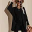 Tomber Hiver Noire Couleur Unie Tricot Vêtement de rue Chandails Manteaux & Vestes 2021 Coton Ample Manches Longues