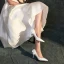 Eleganta Elfenben Satin Rosett Brudskor 2021 Läder 8 cm Stilettklackar Spetsiga Bröllop Pumps Högklackade
