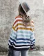 Mode Tomber Hiver Vêtement de rue Multi-Couleurs Bande Ample Chandails 2021 Coton Encolure Dégagée Manches Longues Hauts pour Femmes