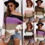 Mode Tomber Hiver Vêtement de rue Multi-Couleurs Chandails 2021 Encolure Dégagée Coton Manches Longues Ordinaire Hauts pour Femmes