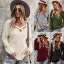 Sexy Fall Winter Beige Street Wear Sweaters 2021 Cotton V-Neck Regular Long Sleeve Women Tops