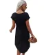 Casual Spring Summer Burgundy Women Dresses 2021 Scoop Neck Bow Short Sleeve Sash Loose