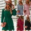 Chic / Beautiful Fall Winter Casual Dark Green Regular Women Dresses 2021 V-Neck Long Sleeve