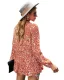 Mode Tomber Été Vêtements de vacances Blanche Floral Femme Hauts 2021 V-Cou Manches Longues Ample