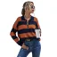 Fashion Fall Winter Street Wear Orange Lapel  Stripe Sweaters 2021 Cotton Long Sleeve Regular Women Tops