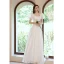 Vintage / Retro Modest / Simple Ivory Pearl Prom Dresses 2021 A-Line / Princess Square Neckline Puffy Short Sleeve Backless Bow Floor-Length / Long Formal Dresses