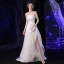 Charmant Blanche Volants en Cascade Plage Légère Robe De Mariée 2021 Princesse Satin Bustier Sans Manches Dos Nu Fendue devant Train De Balayage Mariage