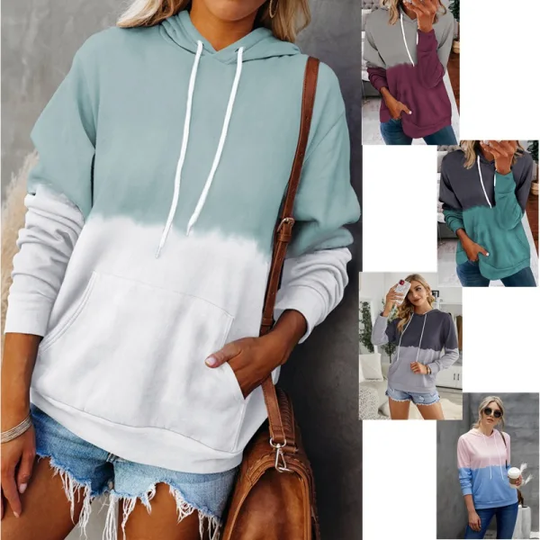 Comfortabel Grijs Toevallig Vallen Winter Lapwerk Capuchon Los Sweatshirts 2021 Katoen Lange Mouwen Dames Topjes