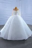 Elegant High-end White Wedding Dresses 2021 Ball Gown Scoop Neck Beading Pearl Sequins Long Sleeve Chapel Train Wedding