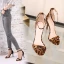 Sexy Braun Leopardenmuster Cocktail Sandalen Damen 2021 Leder Knöchelriemen 10 cm Stilettos Peeptoes Hochhackige