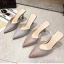 Charmant Champagne Vêtement de rue Paillettes Sandales Femme 2021 8 cm Talons Aiguilles À Bout Pointu Sandales Talons Hauts
