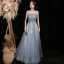 Chic / Belle Bleu Ciel Gris Paillettes Robe De Bal 2021 Princesse Bretelles Spaghetti Sans Manches Dos Nu Longue Promo Robe De Ceremonie
