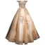 Charmant Doré Robe De Bal 2021 Princesse De l'épaule Perlage Paillettes En Dentelle Fleur Sans Manches Dos Nu Longue Promo Robe De Ceremonie