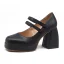 Vintage / Retro Black Street Wear Pumps 2021 10 cm Thick Heels Round Toe Pumps High Heels