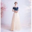 Elegant Navy Blue Prom Dresses 2020 A-Line / Princess Suede Spaghetti Straps Beading Sequins Lace Flower Short Sleeve Backless Floor-Length / Long Formal Dresses