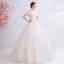 Charmant Ivory / Creme Brautkleider / Hochzeitskleider 2020 Ballkleid Off Shoulder Perlenstickerei Kristall Quaste Pailletten Spitze Blumen Kurze Ärmel Rückenfreies Lange