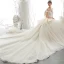Luxury / Gorgeous Champagne Wedding Dresses 2020 A-Line / Princess Off-The-Shoulder Beading Rhinestone Sequins Lace Flower Sleeveless Backless Royal Train