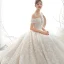 Luxus / Herrlich Off Shoulder Brautkleider / Hochzeitskleider 2020 Ballkleid Perlenstickerei Spitze Blumen Applikationen Glanz Pailletten Ärmellos Rückenfreies Königliche Schleppe
