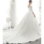 Simple Ivoire Satin Robe De Mariée 2020 Princesse Encolure Carrée Perlage Perle 1/2 Manches Dos Nu Cathedral Train