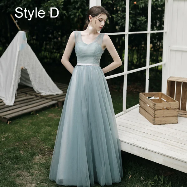Modest / Simple Mint Green Bridesmaid Dresses 2021 A-Line / Princess Off-The-Shoulder Short Sleeve Backless Floor-Length / Long Wedding Party Dresses