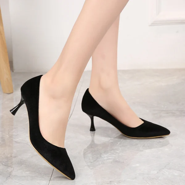 Modest / Simple Burgundy Casual Suede Pumps 2020 5 cm Stiletto Heels Pointed Toe Pumps