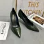 Schöne Dunkelgrün Strassenmode Leder Pumps 2020 Spitzschuh 7 cm Stilettos Pumps