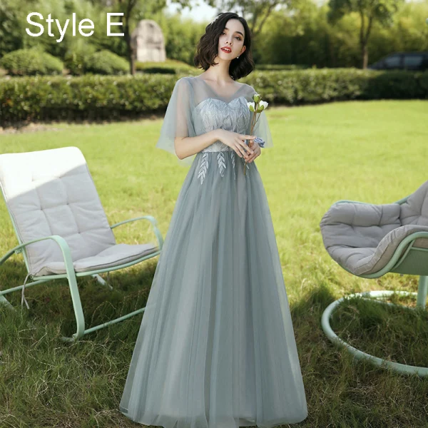 Modest / Simple Sage Green Embroidered Bridesmaid Dresses 2021 A-Line / Princess V-Neck Short Sleeve Backless Floor-Length / Long Wedding Party Dresses
