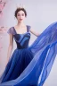 Elegant Ocean Blue Glitter Evening Dresses  2020 A-Line / Princess Spaghetti Straps Sleeveless Backless Floor-Length / Long Formal Dresses