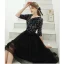 Fashion Black Cocktail Dresses 2020 A-Line / Princess V-Neck Sequins Bow 1/2 Sleeves Asymmetrical Formal Dresses