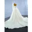 High End Elegante Ivory / Creme Satin Brautkleider / Hochzeitskleider 2021 A Linie One-Shoulder Perlenstickerei Perle Pailletten Lange Ärmel Rückenfreies Kathedrale Schleppe Hochzeit