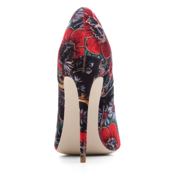 Chinese style Multi-Colors Prom Pumps 2020 Embroidered Flower 12 cm Stiletto Heels Pointed Toe Pumps