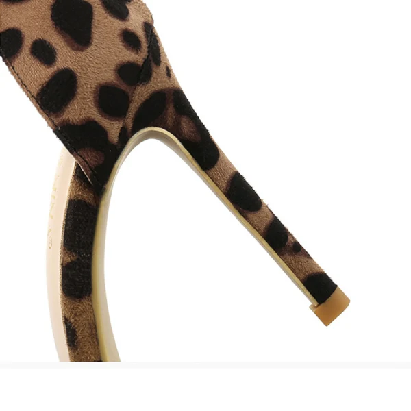 Fashion Brown Street Wear Leopard Print Womens Sandals 2020 Ankle Strap 10 cm Stiletto Heels Pointed Toe Sandals