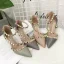 Scintillantes Doré Chaussures Femmes 2018 Polyester Rivet Paillettes 7 cm Talons Aiguilles À Bout Pointu Talons Hauts