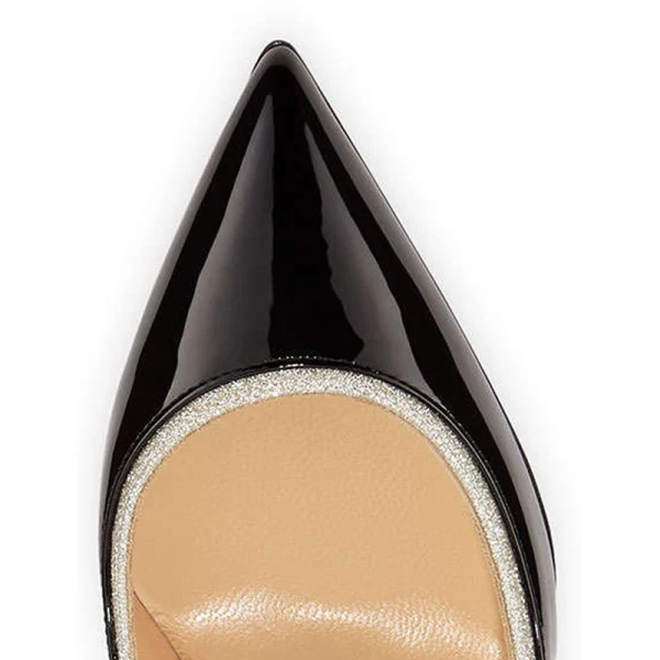 Fashion Two Tone Black Evening Party Pumps 2020 Sequins 10 cm Stiletto Heels Pointed Toe Pumps