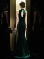 Sexy Dark Green Suede Evening Dresses  2020 Trumpet / Mermaid Scoop Neck Rhinestone Sleeveless Floor-Length / Long Formal Dresses