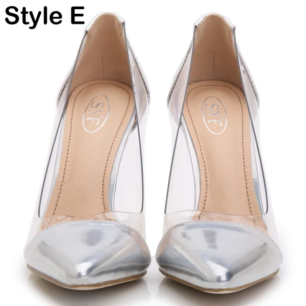 Transparent Red Evening Party Pumps 2020 10 cm Stiletto Heels Pointed Toe Pumps