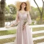 Mode Rougissant Rose Robe Demoiselle D'honneur 2021 Princesse Encolure Dégagée En Dentelle Fleur Appliques Manches Courtes Dos Nu Longue Robe Pour Mariage