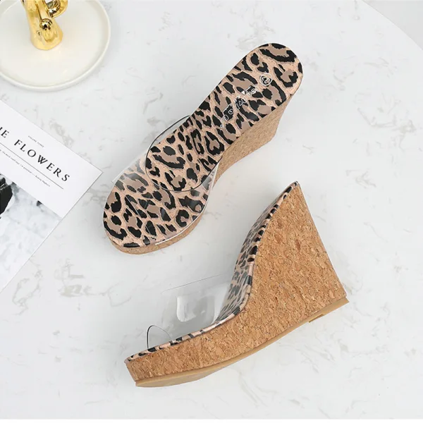 Transparent Aprikos / Beige Stranden Sandaler Dam 2020 11 cm Kilklackar Peep Toe Sandaler