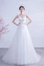 Abordable Blanche Robe De Mariée 2020 Princesse V-Cou Faux Diamant En Dentelle Fleur Appliques Sans Manches Dos Nu Tribunal Train