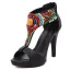 Mode Etnisk Svarta Casual Läder Sandaler Dam 2020 Beading T-Rem 11 cm Stilettklackar Peep Toe Sandaler