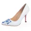 Chinese style White Embroidered Pumps 2020 9 cm Stiletto Heels Pointed Toe Pumps