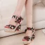 Fashion Red Beach Floral Womens Sandals 2020 Bow 11 cm Wedges Open / Peep Toe Sandals