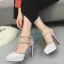 Mode Nude Sandaler Dam 2020 Karnevalsklubb Lackläder Nit T-Rem 12 cm Stilettklackar Spetsiga Sandaler