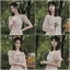 Modest / Simple Blushing Pink Bridesmaid Dresses 2021 A-Line / Princess Scoop Neck Short Sleeve Backless Floor-Length / Long Wedding Party Dresses